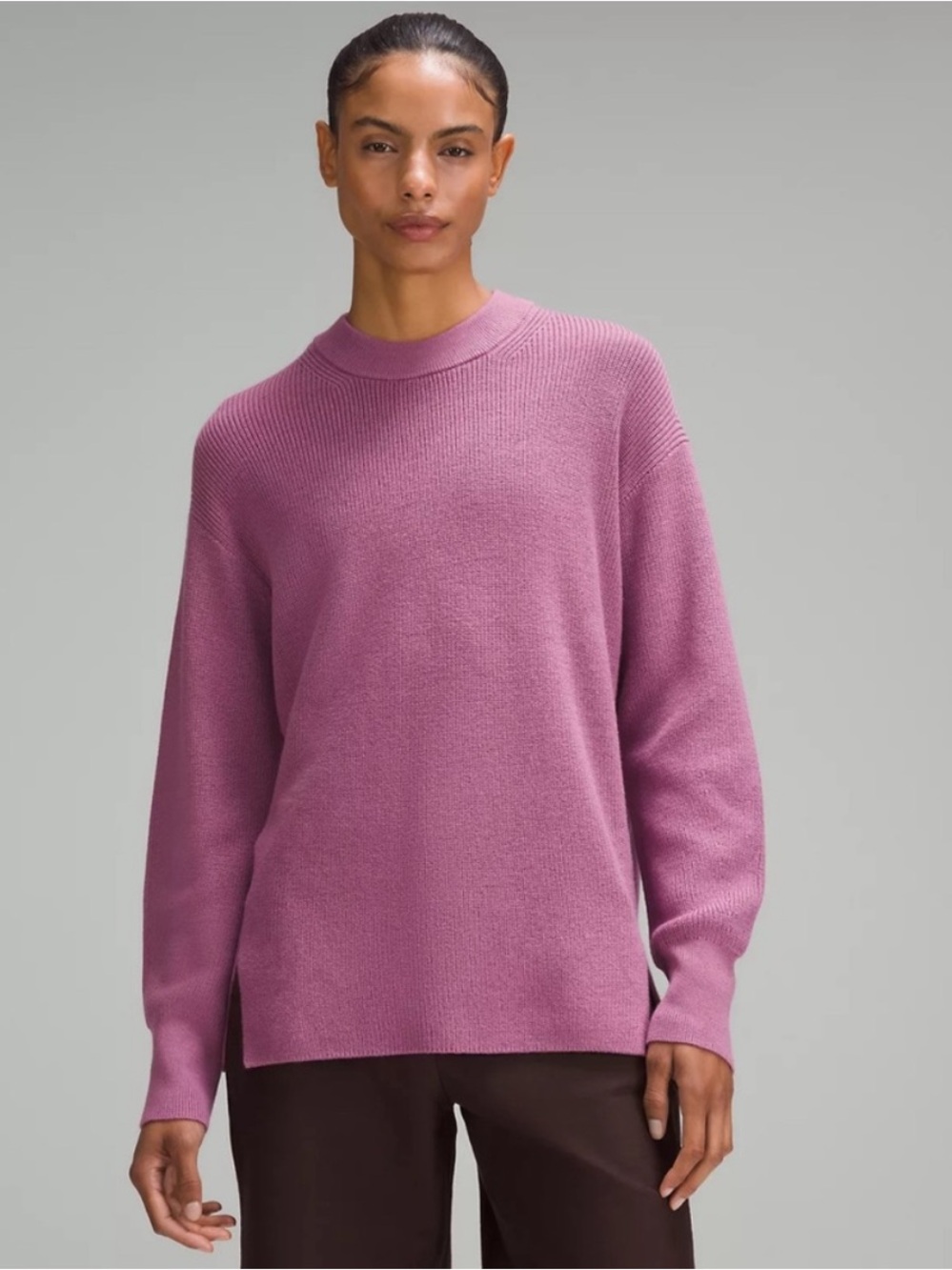Lululemon Merino Wool-Blend Ribbed Crewneck Sweater Velvet Dust 10 W3GKAS